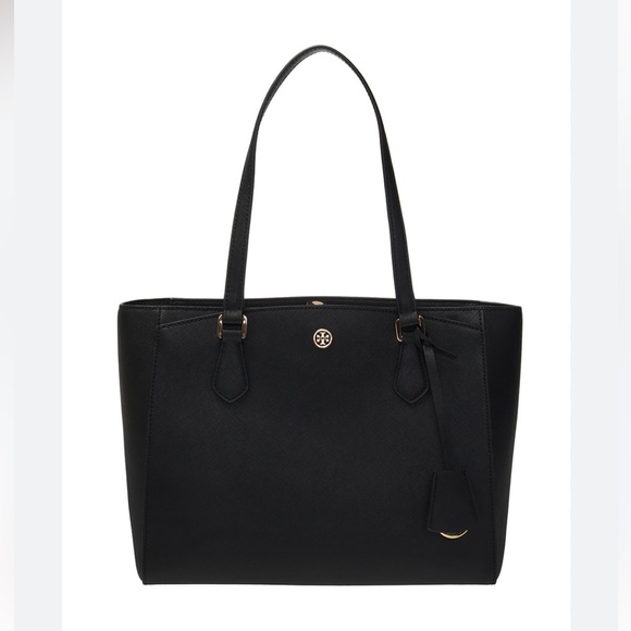 TORY BURCH ROBINSON BLACK LEATHER Tote Bag